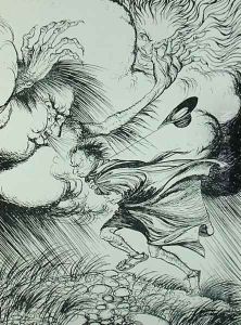 The North Wind and the Sun, illustration from Aesops Fables, published by Heinemann, 1912 by Arthur Rackham