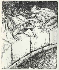 The Frogs and the Well, illustration from Aesops Fables, published by Heinemann, 1912 by Arthur Rackham
