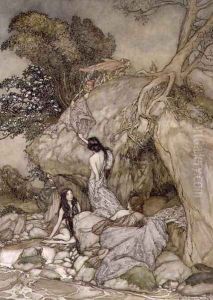 Girls by a Stream, 1906 by Arthur Rackham