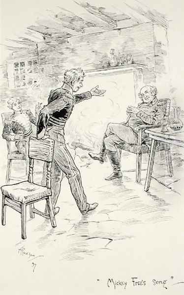 Mickey Frees Song, illustration from The Irish Dragoon, by Charles Lever and Charles OMalley, published 1897 - view 1