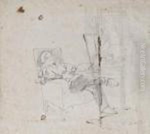 Studi Di Figure In Interno by Domenico Morelli