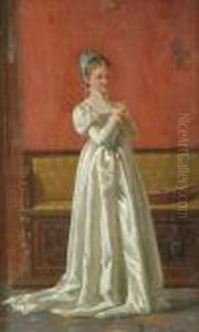 A Young Womanstanding In An Interior A Young Womanstanding In An Interior