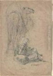 Cavaliere Arabo Con La Pipa E Un Cammello
