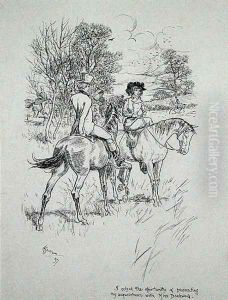 I seized the opportunity of prosecuting my acquaintance with Miss Dashwood, illustration from The Irish Dragoon by Charles OMalley, published 1897 by Arthur Rackham