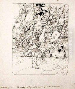 No one individual got his proper limbs fastened to him', illustration from The Zankiwank and the Bletherwitch by S.J. Adair Fitzgerald, published 1896 by Arthur Rackham