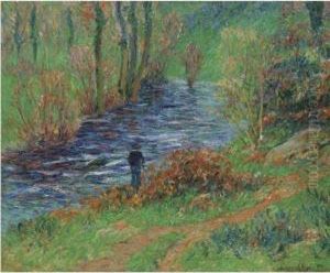 Pecheur Au Bord De La Riviere