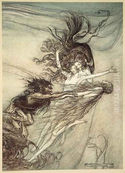 The Rhinemaidens teasing Alberich, illustration from The Rhinegold and the Valkyrie, 1910 - view 1