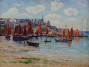 French, - Le Port De Poulgoazec,bretagne by Henri Moret