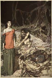 The wooing of Grimhilde, the mother of Hagen, from Siegfried and The Twilight of the Gods, 1910