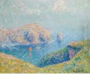 Vue De La Baie Avec Voilier by Henri Moret