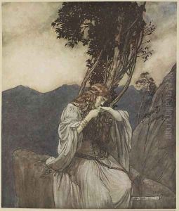 Brunnhilde kisses the ring that Siegfried has left with her, illustration from Siegfried and the Twilight of the Gods, 1924 Brunnhilde kisses the ring that Siegfried has left with her, illustration from Siegfried and the Twilight of the Gods, 1924