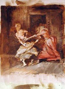 Study for a witch and maiden, 1916 by Arthur Rackham