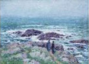 Les Brisants - Cote De Bretagne by Henri Moret