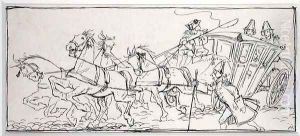 What makes the coach so heavy to-day, illustration from The Ingoldsby Legends, or Mirth and Marvels, by Thomas Ingoldsby, published 1898 by Arthur Rackham