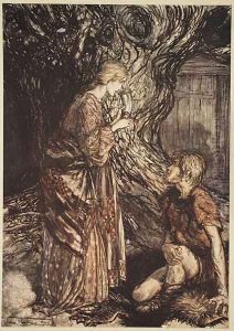 This healing and honeyed draught of Mead deign to accept from me, from The Rhinegold and the Valkyrie, 1910 by Arthur Rackham