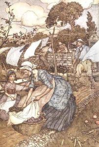 Washing Day from Rip Van Winkle by Washington Irving 1783-1859, 1905 by Arthur Rackham
