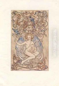 Hush! for the holiest thing that lives is here by Arthur Rackham