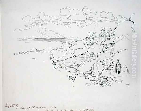 Now St. Medard dwelt on the banks of the Nile, illustration from The Ingoldsby Legends, or Mirth and Marvels, by Thomas Ingoldsby, published 1898 - view 1