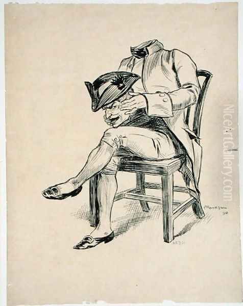 With his head in his lap, illustration from The Ingoldsby Legends, or Mirth and Marvels, by Thomas Ingoldsby, published 1898 - view 1