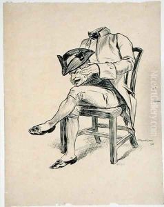 With his head in his lap, illustration from The Ingoldsby Legends, or Mirth and Marvels, by Thomas Ingoldsby, published 1898