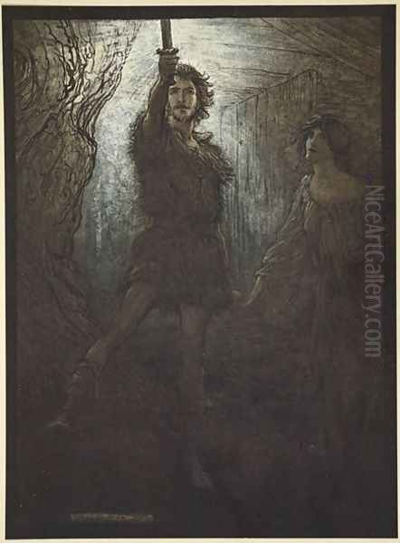 Siegmund the Walsung thou does see! As bride gift he brings thee his sword, illustration from The Rhinegold and the Valkyrie, 1910 - view 1