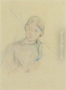 Tete De Julie Manet, Fille De L'artiste by Berthe Morisot