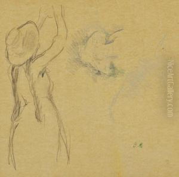 Etudes Pour "le Cerisier" Et Portrait De Femme Avec Le Cachet De L'atelier 'b.m' - view 1