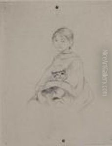 Fillette Au Chat (julie Monet) by Berthe Morisot