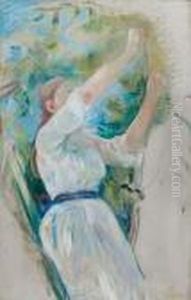 Jeune Fille Cueillant Des Cerises