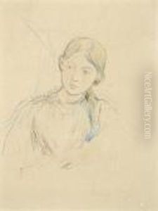 Tete De Jeune Fille by Berthe Morisot