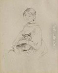 Fillette Au Chat (julie Manet) by Berthe Morisot