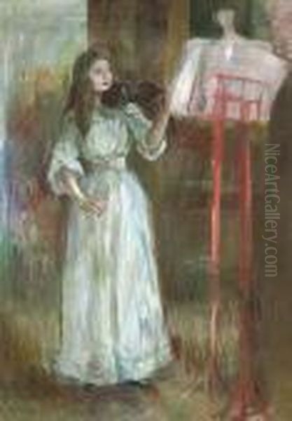 Julie Manet Jouant Au Violon En Robe Blanche - view 1