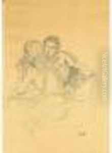 Portrait De Julie Manet Et Paule Robillard by Berthe Morisot