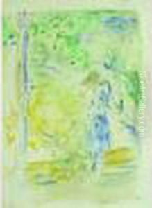 Fillette En Bleu Au Bord Du Lac, Vers 1888 (peint D'apres Julie Manet) by Berthe Morisot