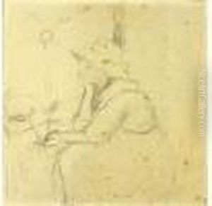 Jeune Fille Nourrissant Une Chevre (recto) by Berthe Morisot