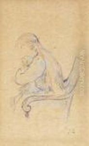 Jeune Femme Assise (portrait De Julie Manet) by Berthe Morisot