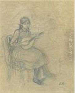Julie Manet A La Mandoline by Berthe Morisot
