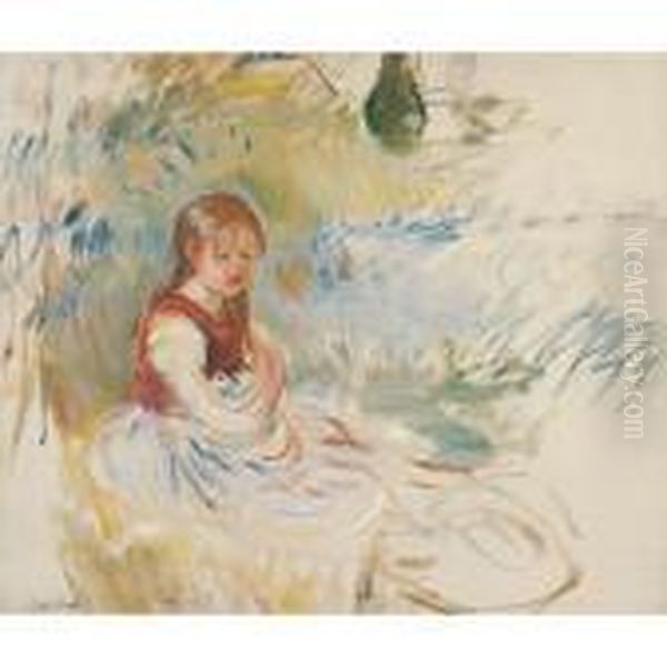 Petite Fille Assise Dans L'herbe - view 1