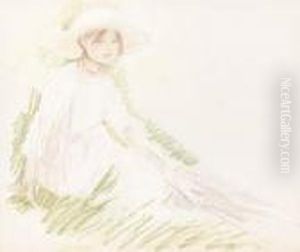 Fillette Assise Dans L'herbe by Berthe Morisot