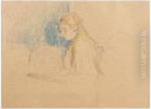 Etude Pour ``jeune Fille Dessinant' by Berthe Morisot