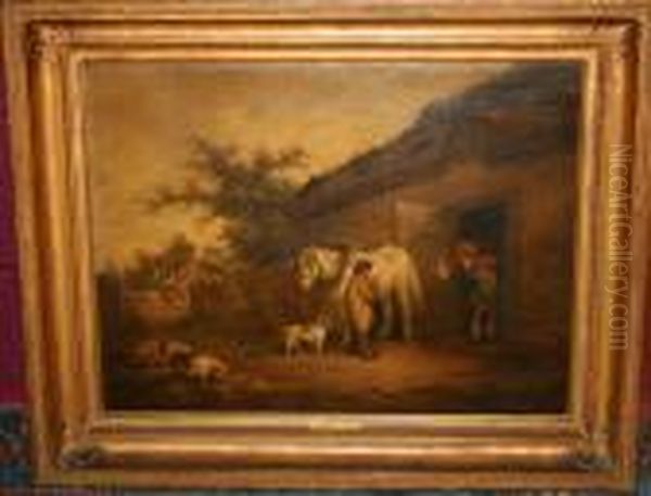 Figure And Horse In Harness With A Dog And Pigs - view 1