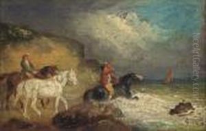Figures On Horseback On A Shore Figures On Horseback On A Shore