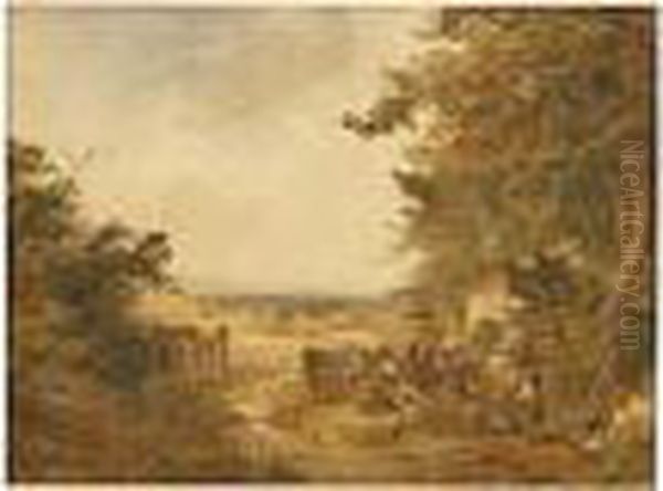 Rural Scene With Figures Before A Cottage - view 1