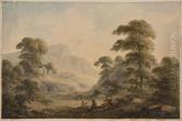 Rustic Figures In A Mountainous Landscape - view 1