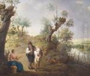 Traveller And Fruitseller On A Country Road by George Morland