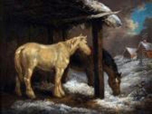 Horses In Winter - view 1