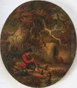 Man Seated By A Country Pool Man Seated By A Country Pool
