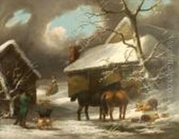 A Winter Scene With Figures - view 1