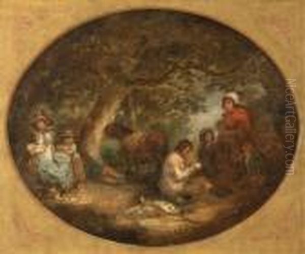 Travelers Resting In A Wooded Landscape - view 1