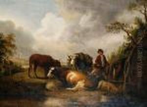A Farmyard Scene by George Morland